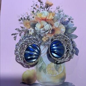 Elegant Silver and Blue Earrings by Sarah Coventry